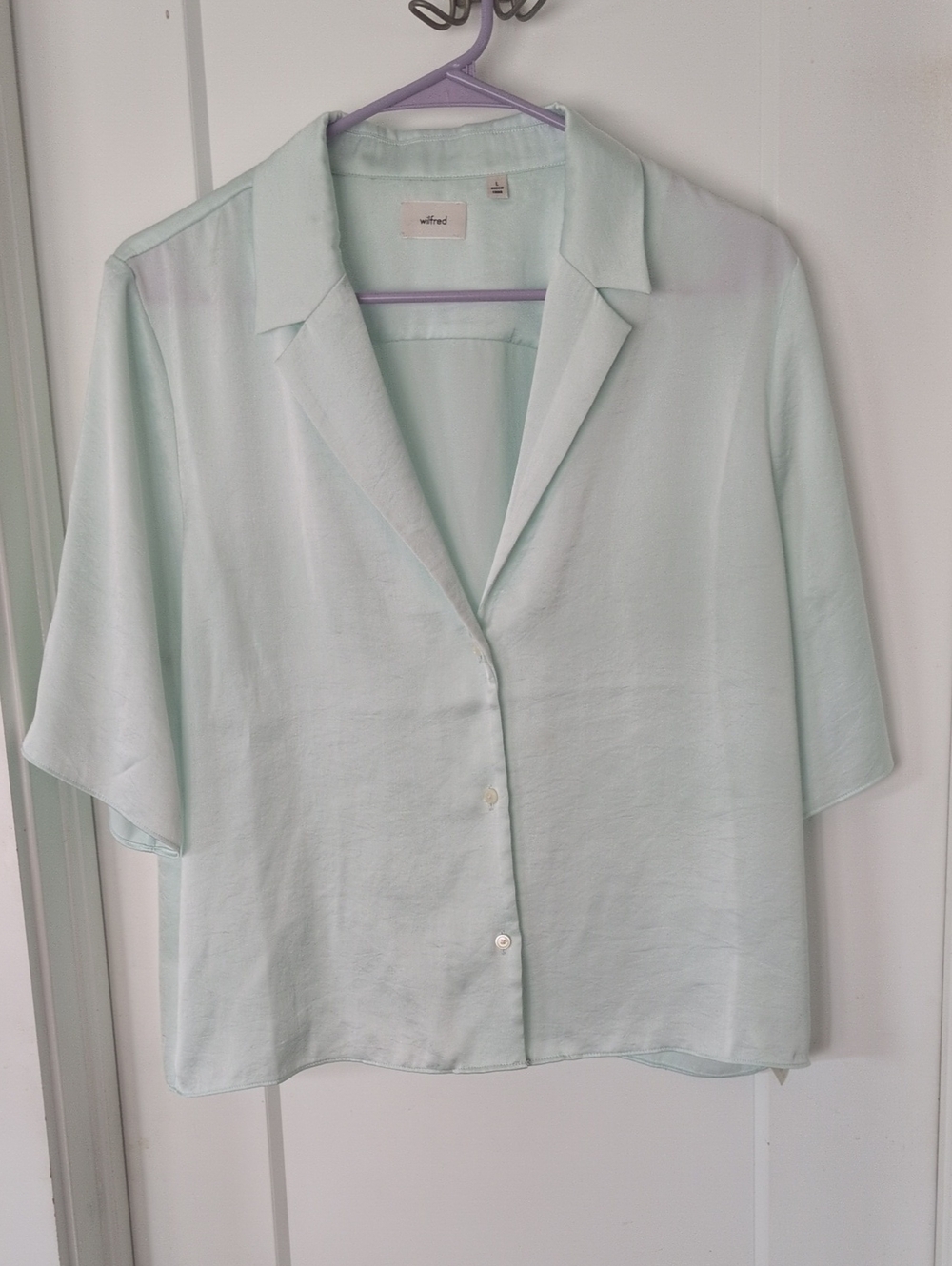 Wilfred Pale Mint Short Sleeve Button-Front Top